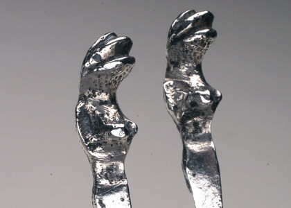 Rare 17th Century Memorial Dutch Silver Spoon and Fork set - Sara Lewes, Kwab Auricular Style, Earliest Known Silver Fork from New York/ New Amsterdam